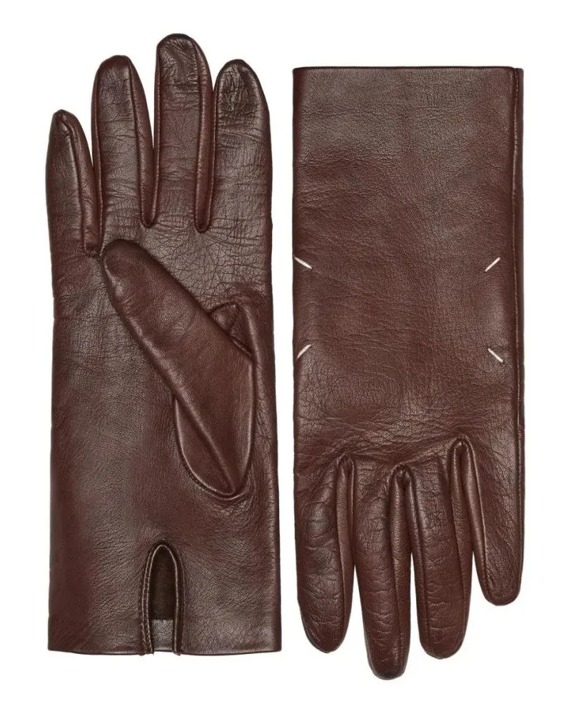 Maison Margiela Handschuhe Brown Lambskin Leather Gloves braun Braun