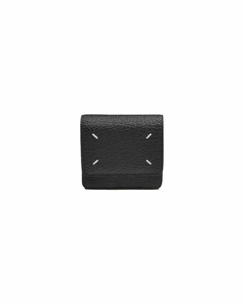 Maison Margiela Portemonnaie Compact Square Wallet In Textured Bovine Leather schwarz Schwarz