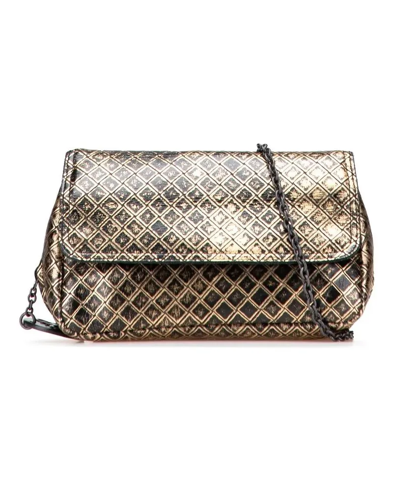 Bottega Veneta Hobo Bags Metallic Calfskin Intrecciomirage Chain Flap Cross goldfarben Gold