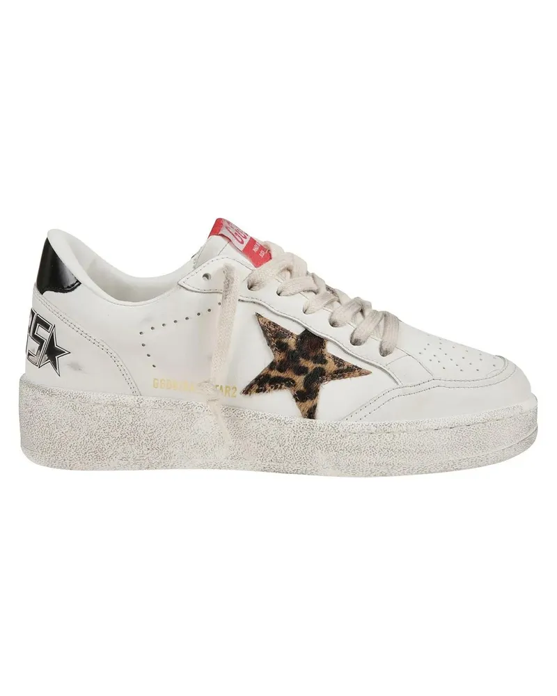 Golden Goose Low-Top Sneaker White Vintage Leather Sneakers With Leopard Star weiß Weiß