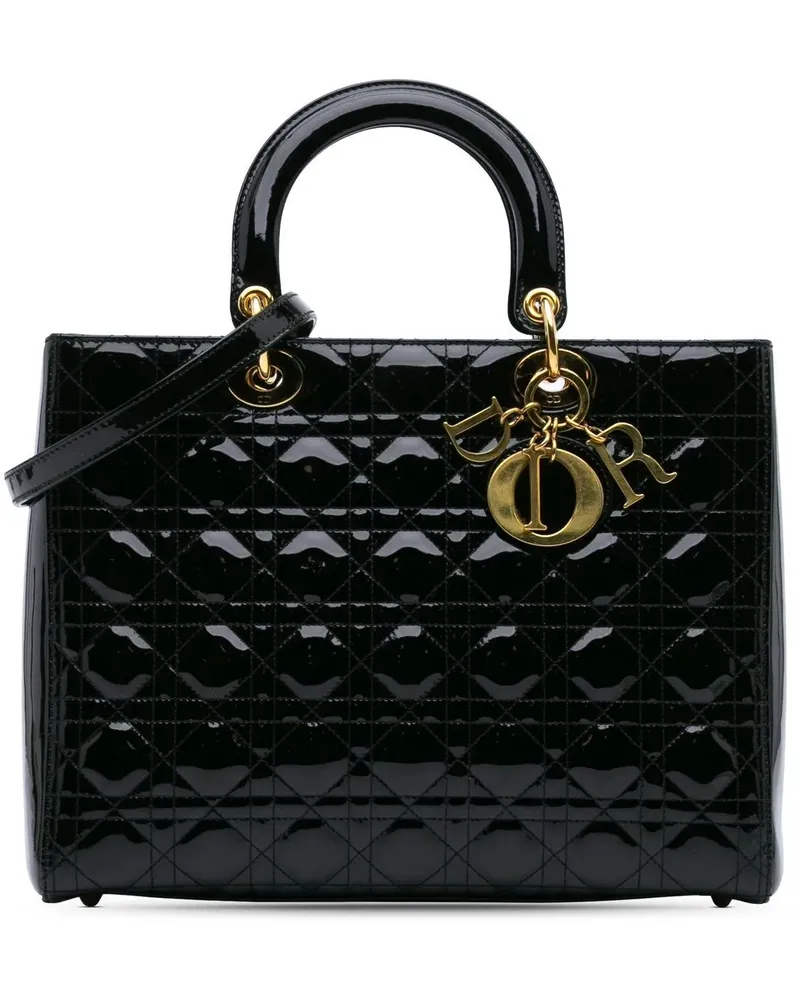 Dior Hobo Bags 2011 Large Patent Cannage Lady Dior schwarz Schwarz