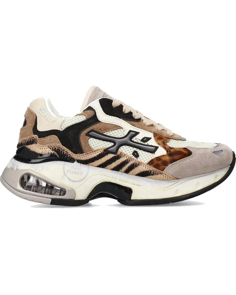Premiata Low-Top Sneaker Sharkyd 425 Animalier Leo Taupe bicolor 