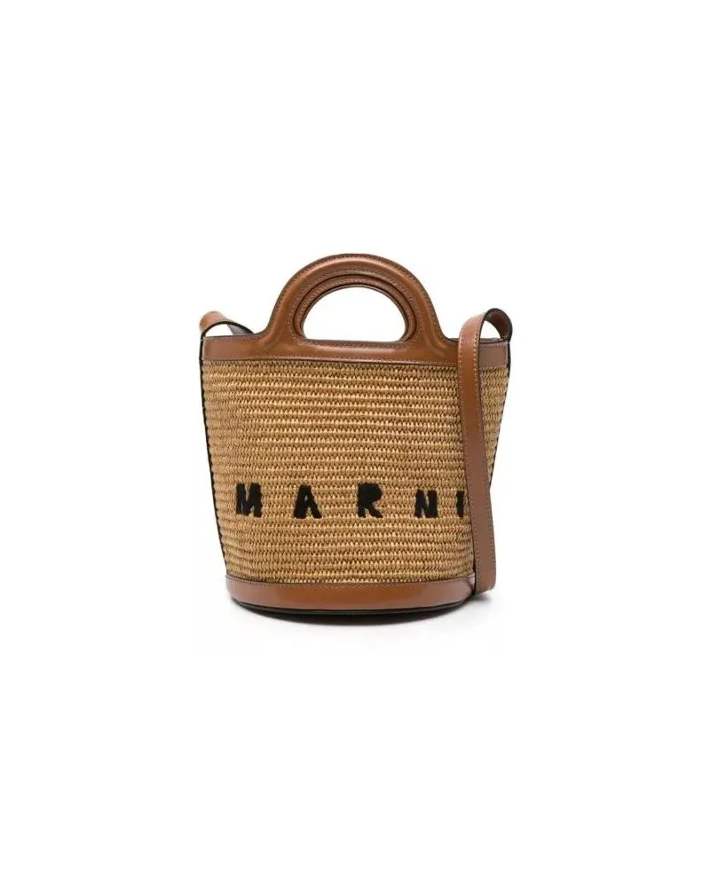 Marni Beuteltaschen Light Brown Small Tropicalia Bucket Bag braun Braun