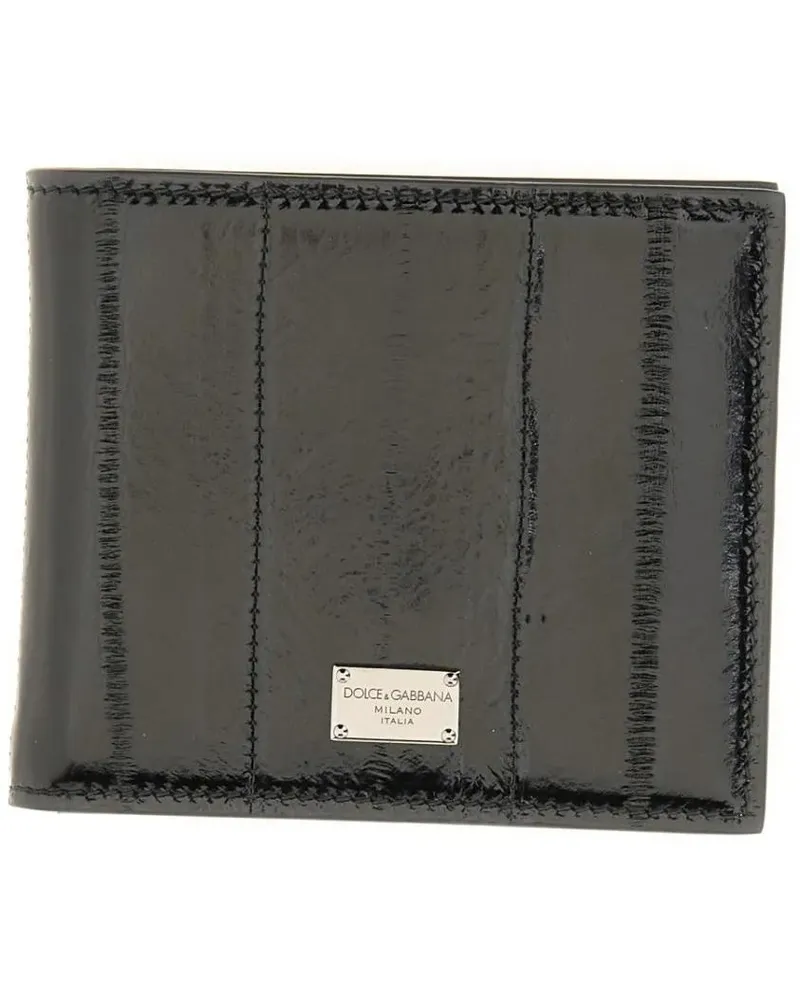 Dolce & Gabbana Portemonnaies Eel Leather Accessory With Glossy Finish grau Grau