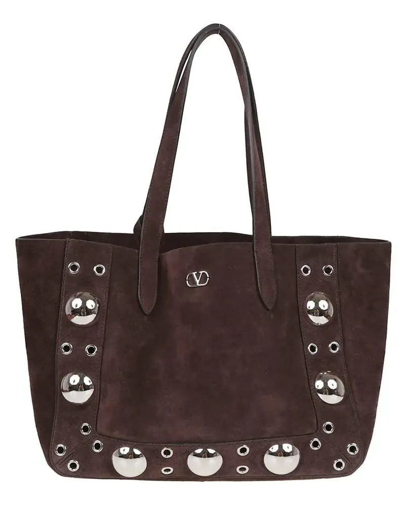 Valentino Garavani Shopper & Totes Medium Brown Leather Tote With Ball Studs And Eyel braun Braun