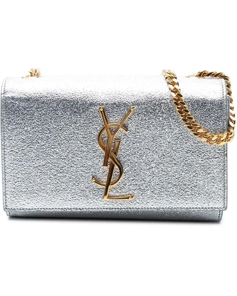 Saint Laurent Hobo Bags Small Metallic Calfskin Classic Monogram Kate Cros silberfarben Silber