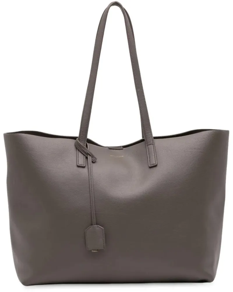 Saint Laurent Shopper Large Leather East West Shopping Tote grau Grau