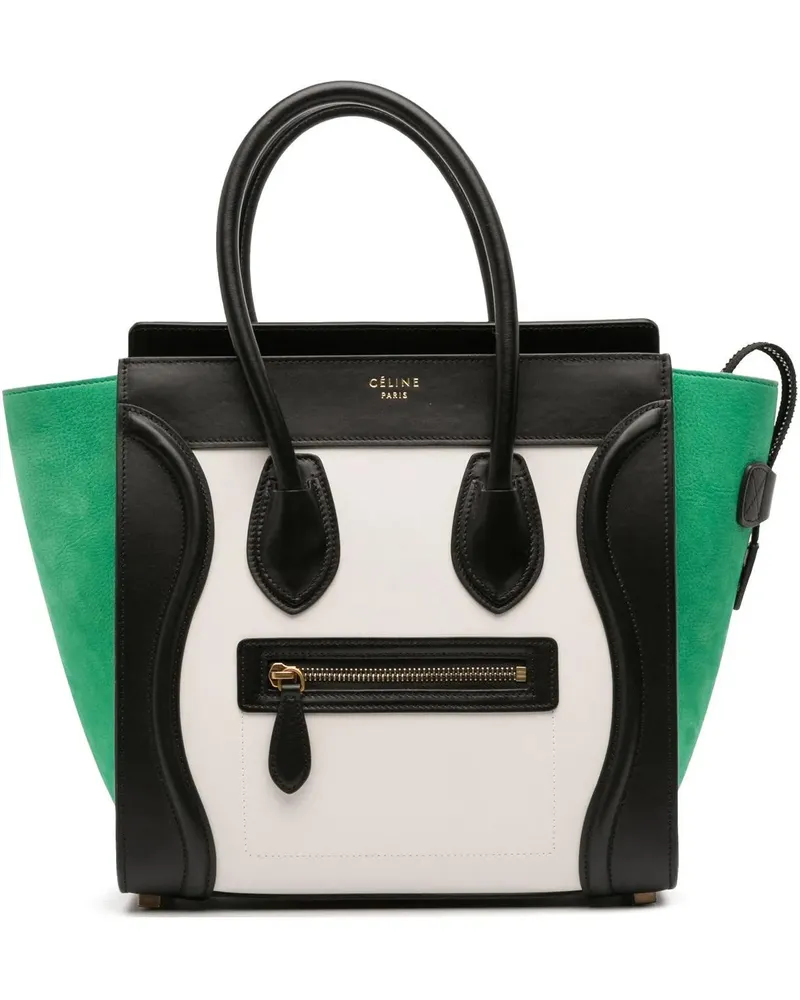 Celine Shopper Micro Tricolor Nubuck and Calfskin Luggage Tote weiß Weiß