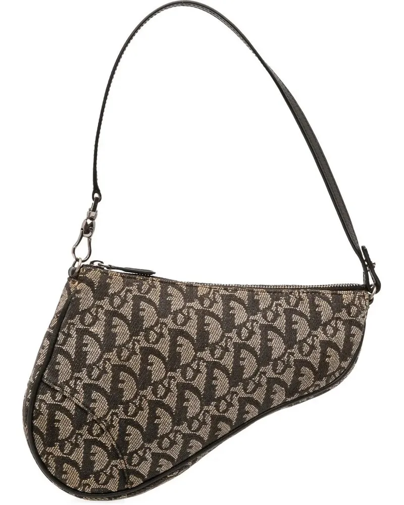 Dior Hobo Bags Mini Diorissimo Canvas Saddle Pochette schwarz Schwarz