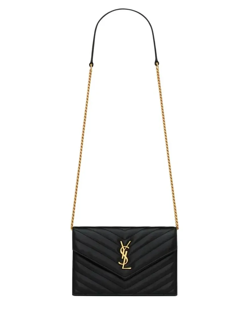 Saint Laurent Portemonnaie "Envelope Cassandre" Wallet With Chain schwarz Schwarz