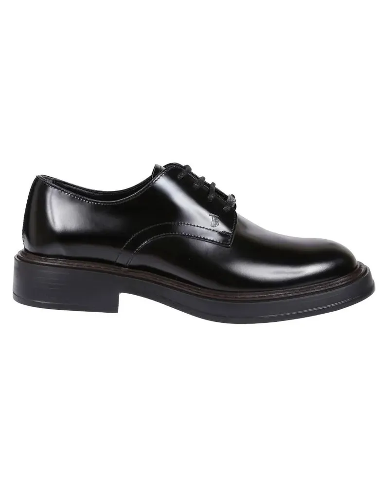 TOD'S Polished Leather Derby Shoes With Classic Lace-Up schwarz Schwarz
