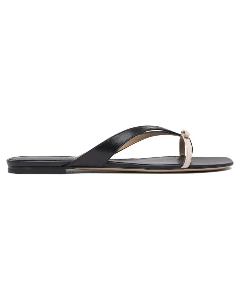 Ferragamo Sandalen Black Leather Sandals With Thong Strap rot Rot