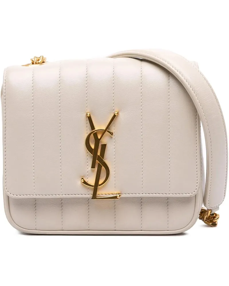 Saint Laurent Hobo Bags Small Lambskin Monogram Vicky Chain Bag weiß Weiß