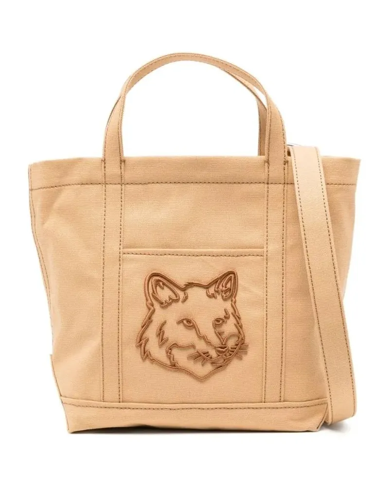 Kitsuné Shopper & Totes Structured Cotton Tote Bag With Versatile Design beige Beige