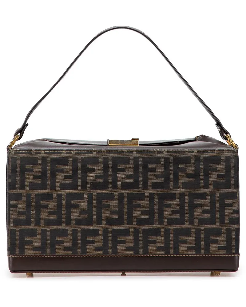 Fendi Crossbody Bags Zucca Canvas Push Lock Box Handbag braun Braun