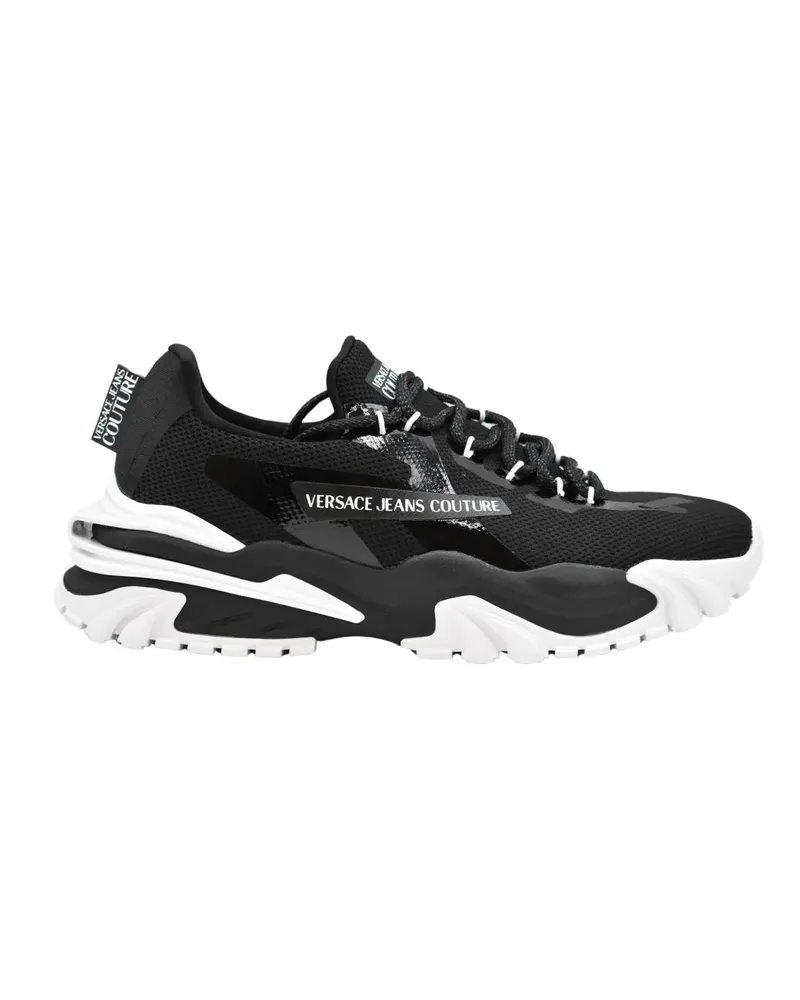 Versace Low-Top Sneaker Black And White Leather Sneakers schwarz Schwarz