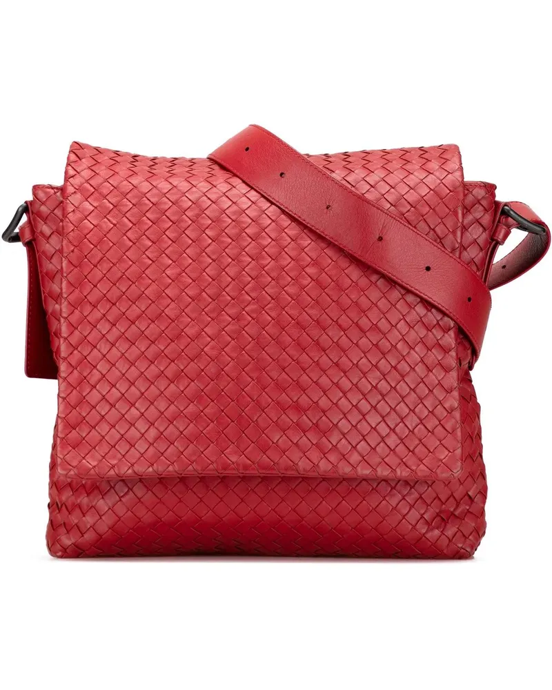 Bottega Veneta Hobo Bags Nappa Intrecciato Flap Crossbody rot Rot