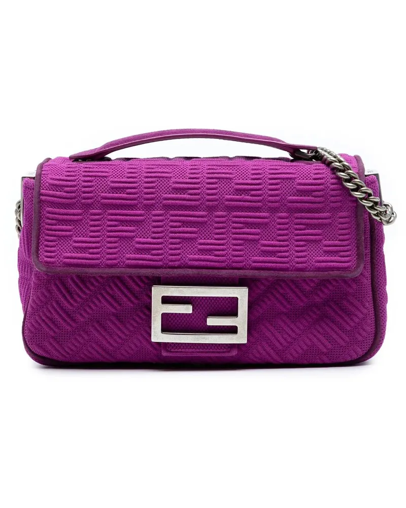 Fendi Hobo Bags Zucca Embossed Technical Fabric Chain Midi Baguett orange Orange