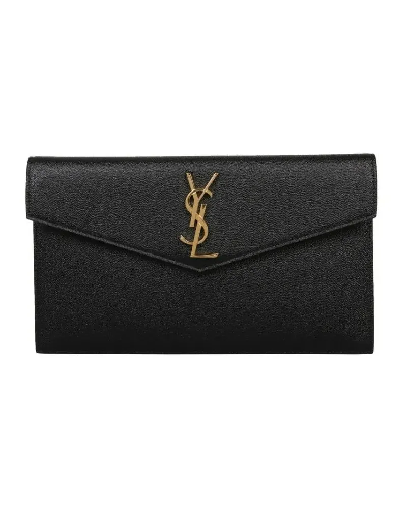 Saint Laurent Clutches Rectangular Calfskin Pouch With Magnetic Flap Clos schwarz Schwarz