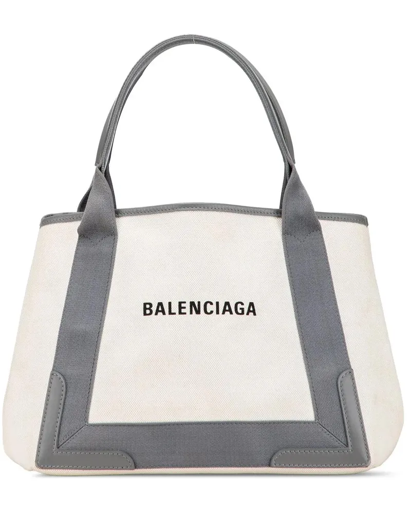 Balenciaga Shopper Canvas Navy Cabas Tote S weiß Weiß