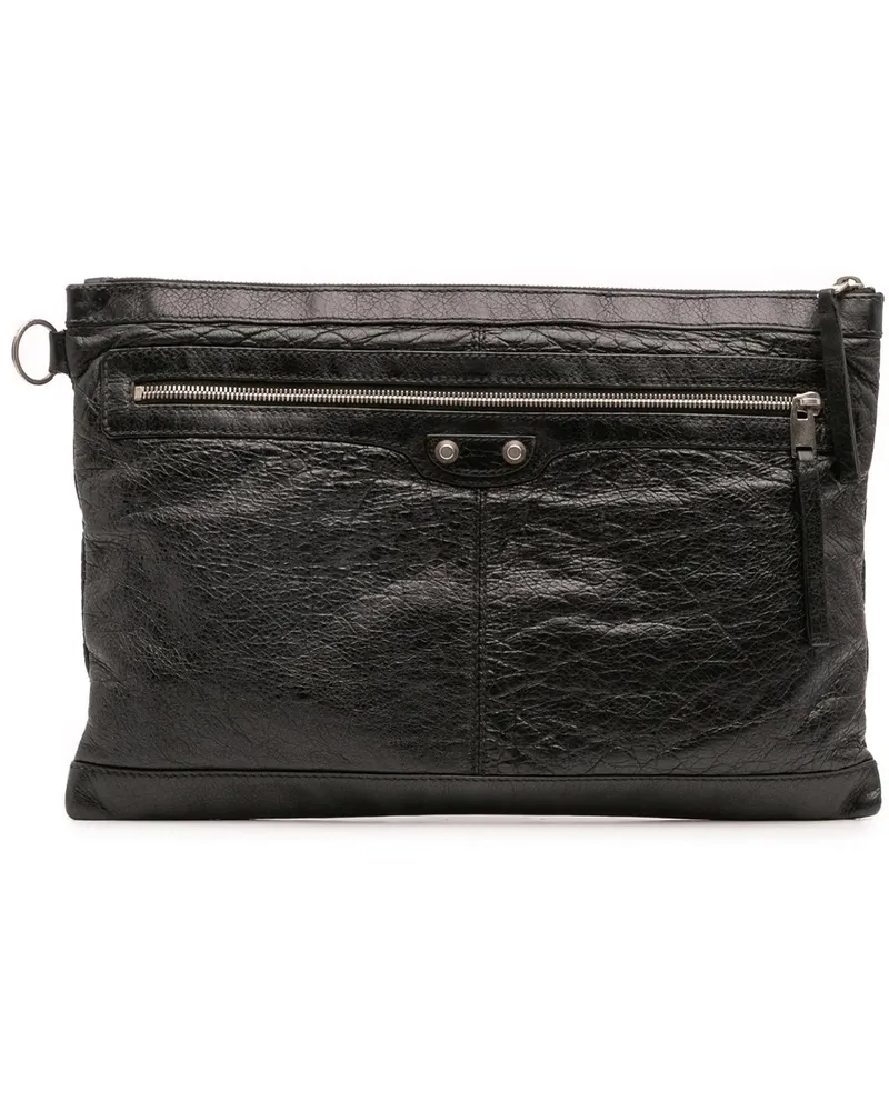 Balenciaga Clutches Lambskin Motocross Classic Clip L Clutch schwarz Schwarz