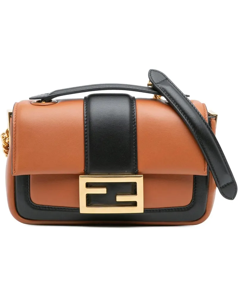 Fendi Hobo Bags Mini Bicolor Nappa Apolo Chain Baguette Shoulder B braun Braun