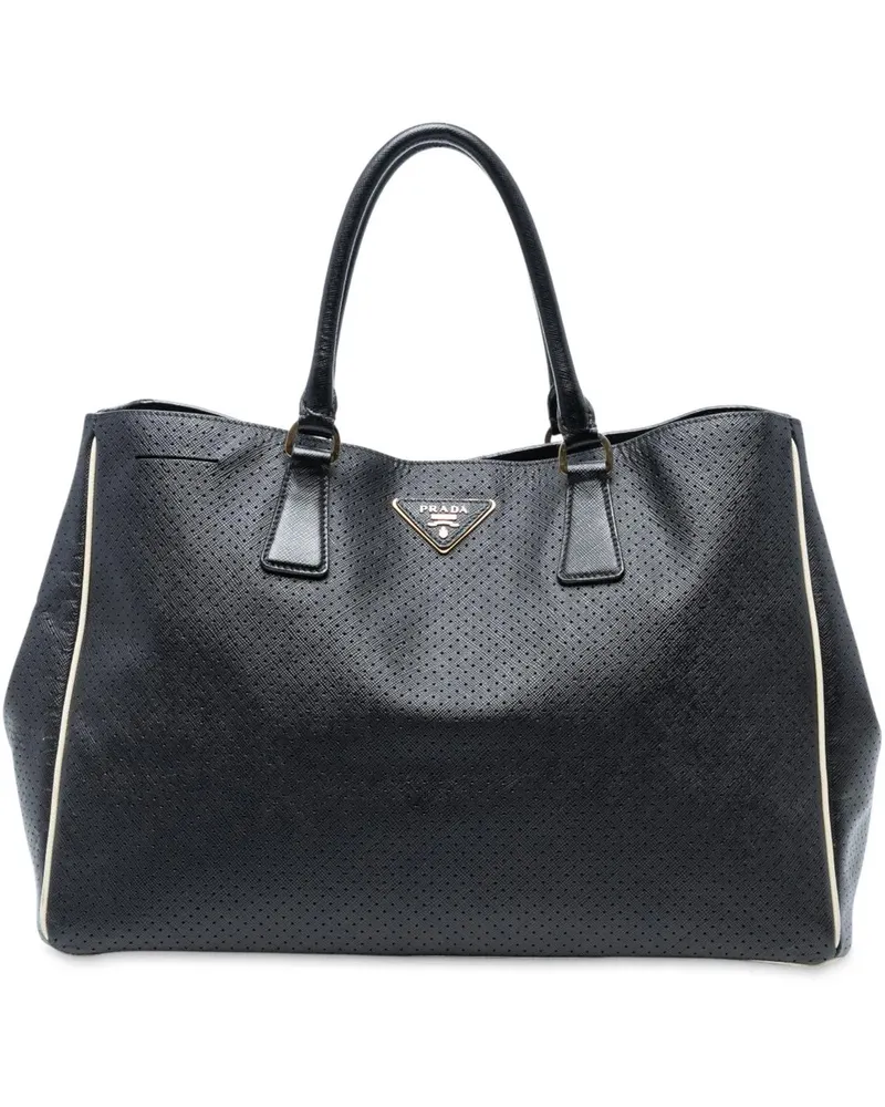 Prada Shopper Large Perforated Saffiano Lux Galleria Tote schwarz Schwarz