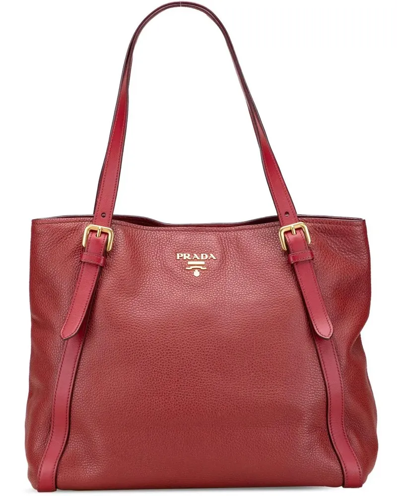 Prada Shopper Vitello Daino Shopping Tote rot Rot