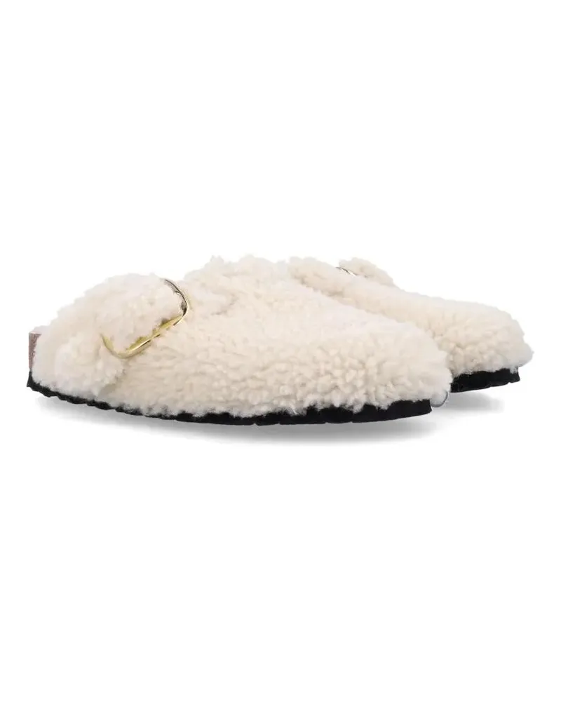 Birkenstock Boston Big Buckle Teddy Shearling Slip-On Shoes beige Beige