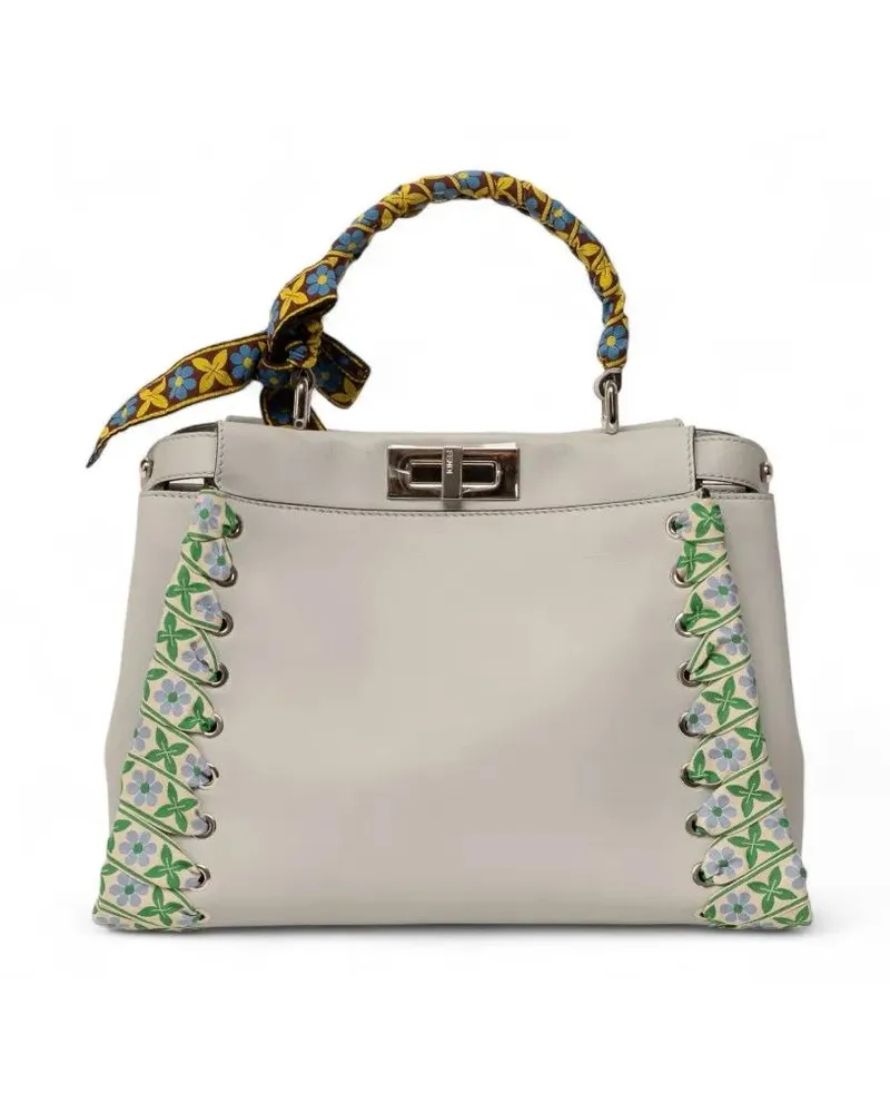 Fendi Crossbody Bags Peekaboo Twilly Medium Blue beige Beige