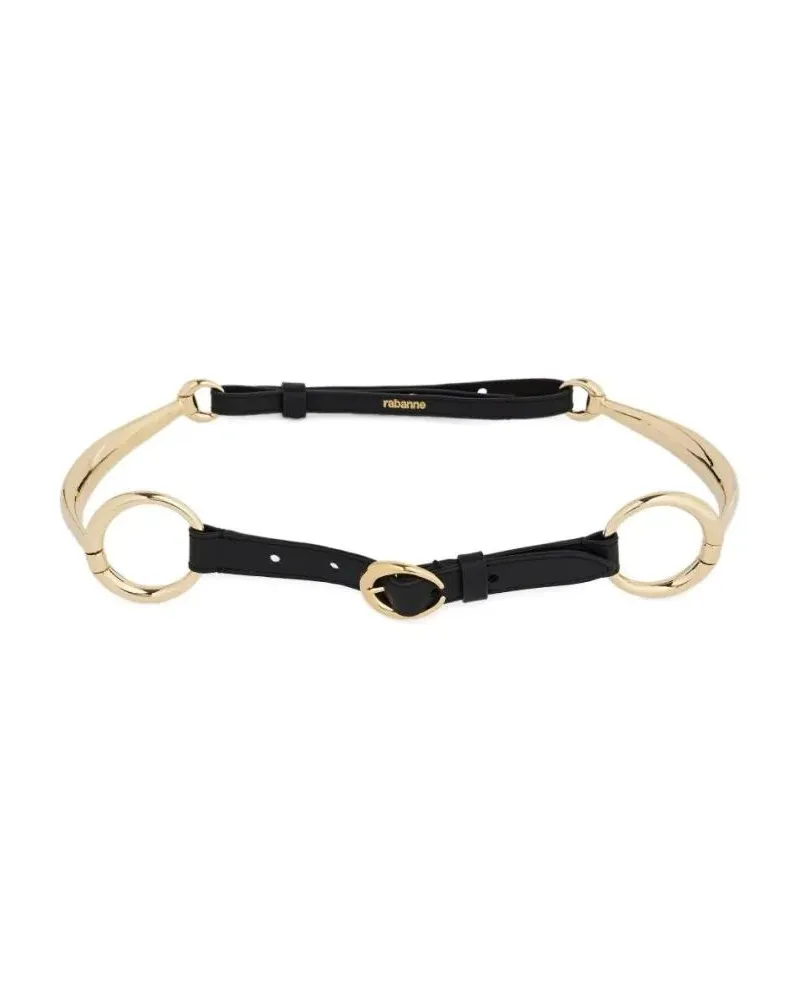 Paco Rabanne Gürtel Nero E Oro Leather And Brass Belt schwarz Schwarz