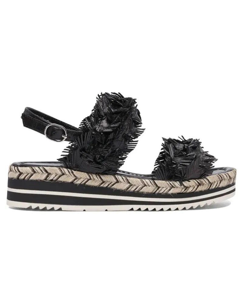 Pons Quintana Sandalen Textured Black Leather Platform Sandals schwarz Schwarz