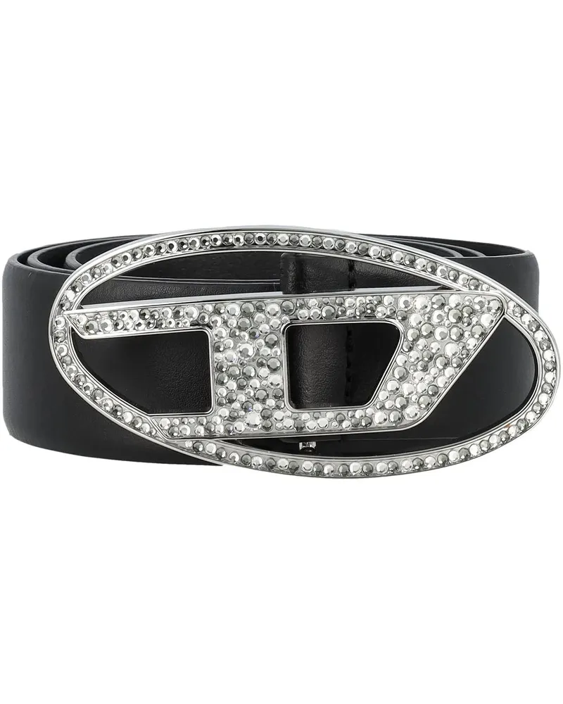 Diesel Gürtel Belt With Oval D Buckle In Black Cowhide schwarz Schwarz