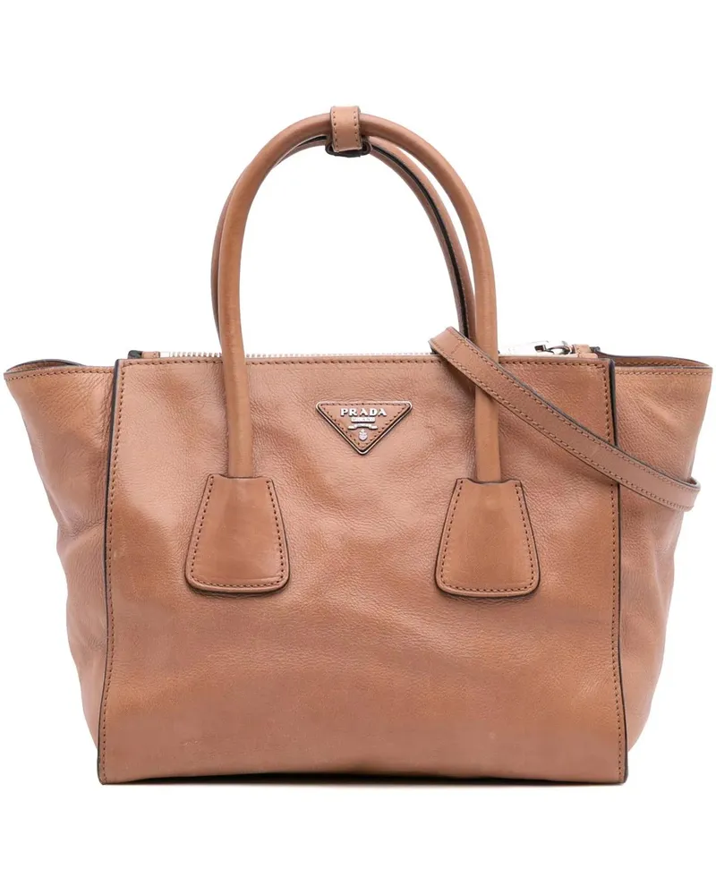 Prada Hobo Bags Glace Calf Twin Pocket Satchel braun Braun