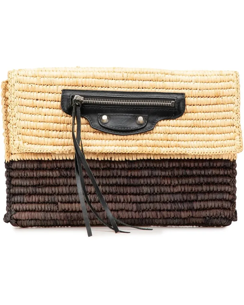 Balenciaga Clutches Motocross Classic Envelope Giant 12 Raffia Clutch braun Braun