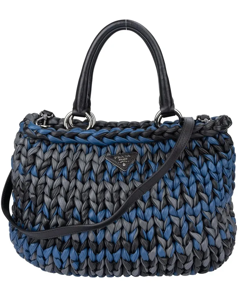 Prada Crossbody Bags  Tricolor Braided Leather City Handbag schwarz Schwarz