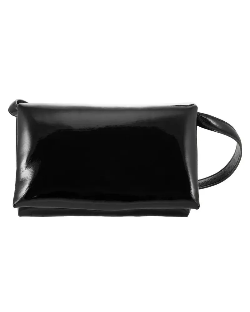 Marni Hobo Bags Prisma - Patent Leather Shoulder Bag schwarz Schwarz