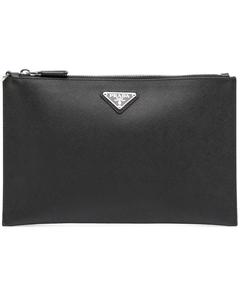 Prada Clutches Saffiano Clutch schwarz Schwarz