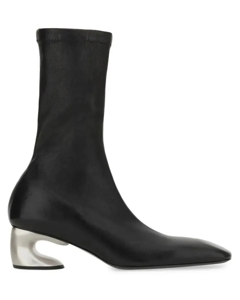 Jil Sander Stiefel Ankle-High Leather Boots With Sculptural Heel schwarz Schwarz