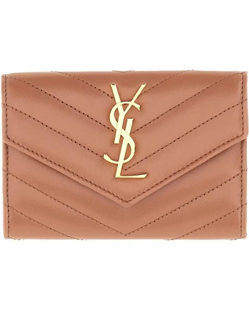 Saint Laurent Portemonnaie "Envelope Matelassé Small Cassandre" Wallet beige Beige