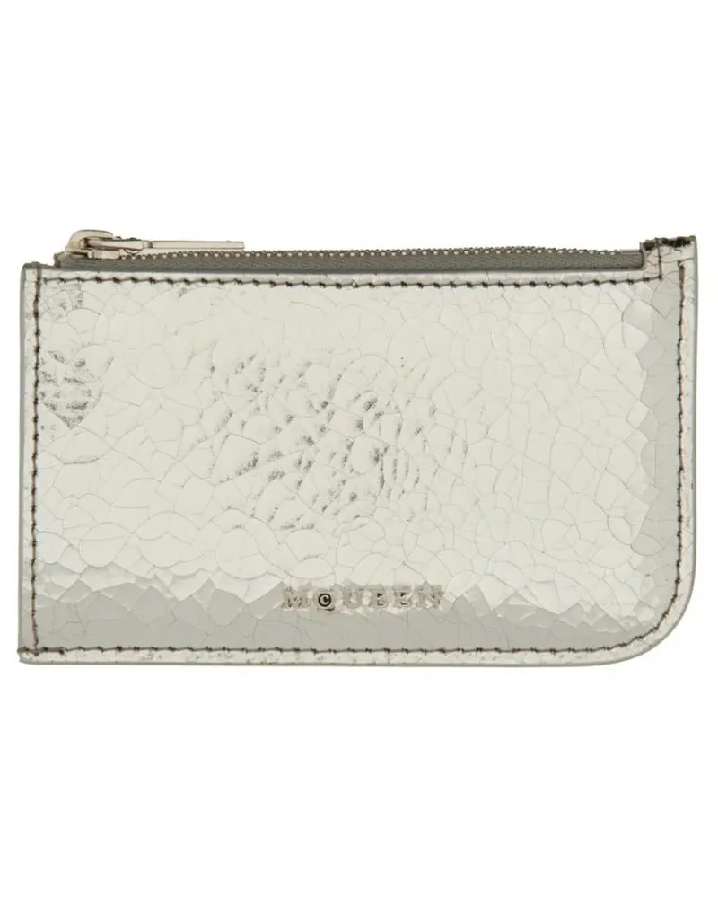 Alexander McQueen Portemonnaie Card Holder With Logo silberfarben 