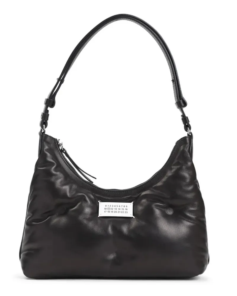 Maison Margiela Shopper Glam Slam Small Black Lamb Leather Hobo Bag Schwarz