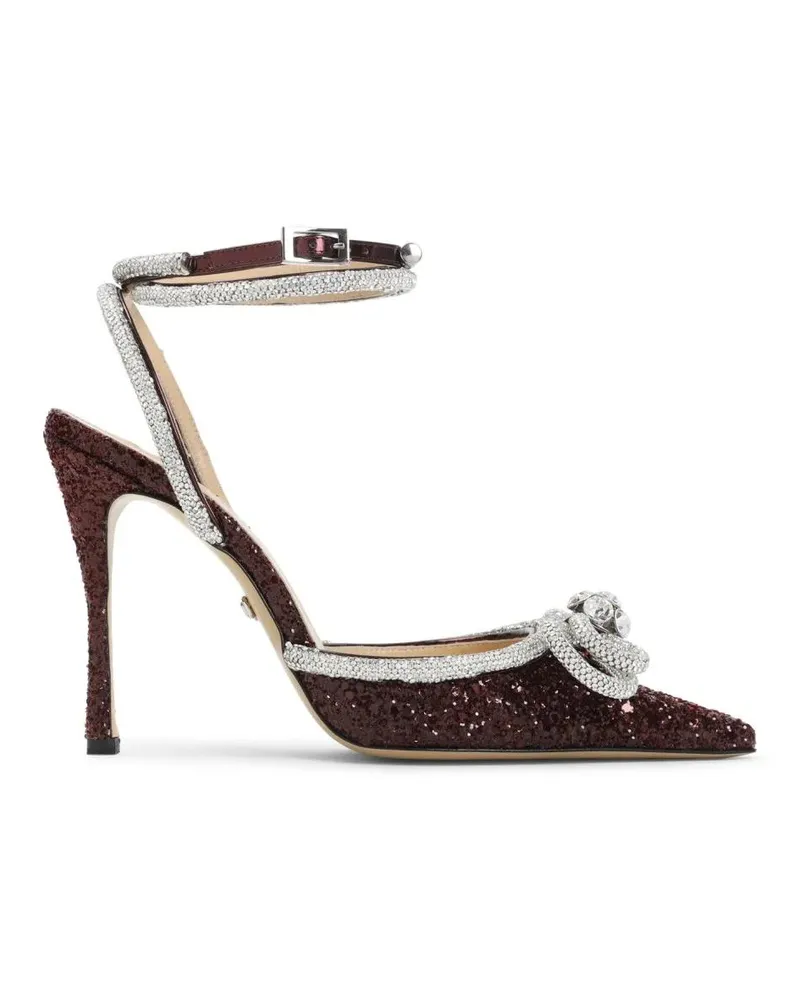 Mach & Mach Hohe Schuhe Double Bow 110 Bordeaux Glitter Pumps schwarz Schwarz
