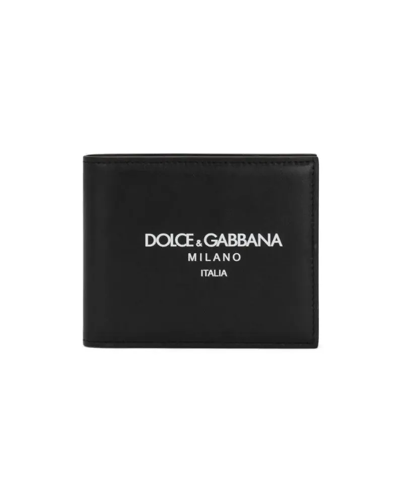 Dolce & Gabbana Portemonnaies Bi-Fold Wallet In Black Calf Leather schwarz Schwarz