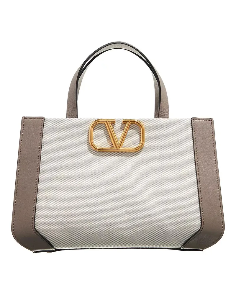 Valentino Garavani Tote Small Tote V Logo Signature Canvas Creme