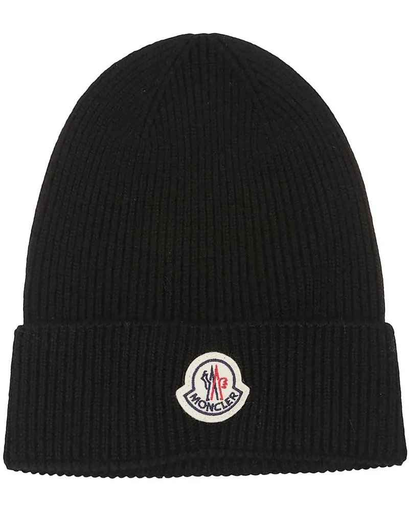 Moncler Caps & Mützen Tricot Beanie Black schwarz Schwarz