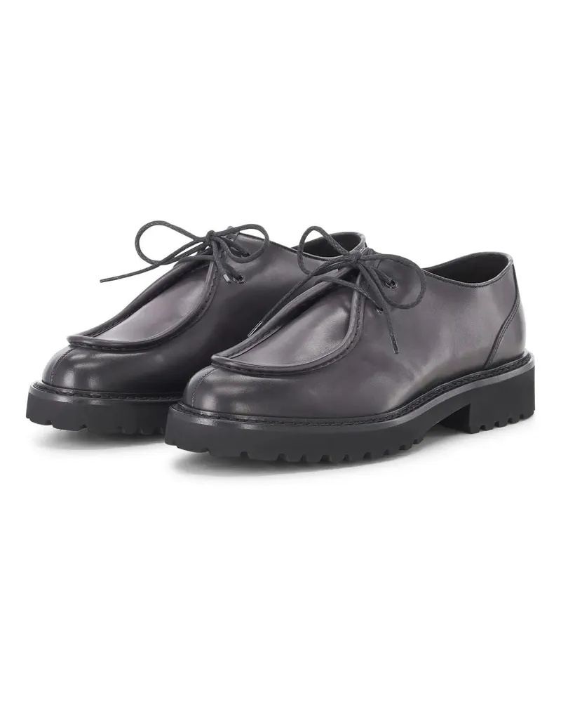 Doucal´s Low-Top Sneaker Schnürschuh aus Leder dunkelgrau Dunkelgrau