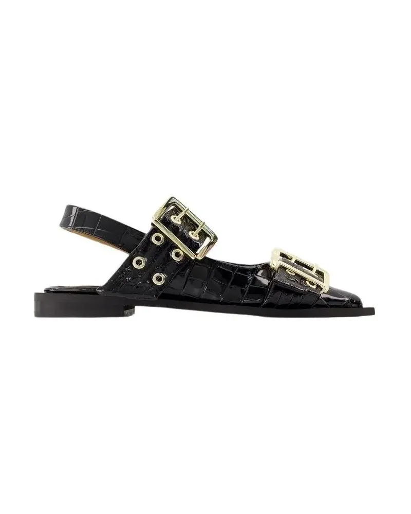 Ganni Loafers & Ballerinas Feminine Buckle Ballerinas - Synthetic Leather - B Schwarz