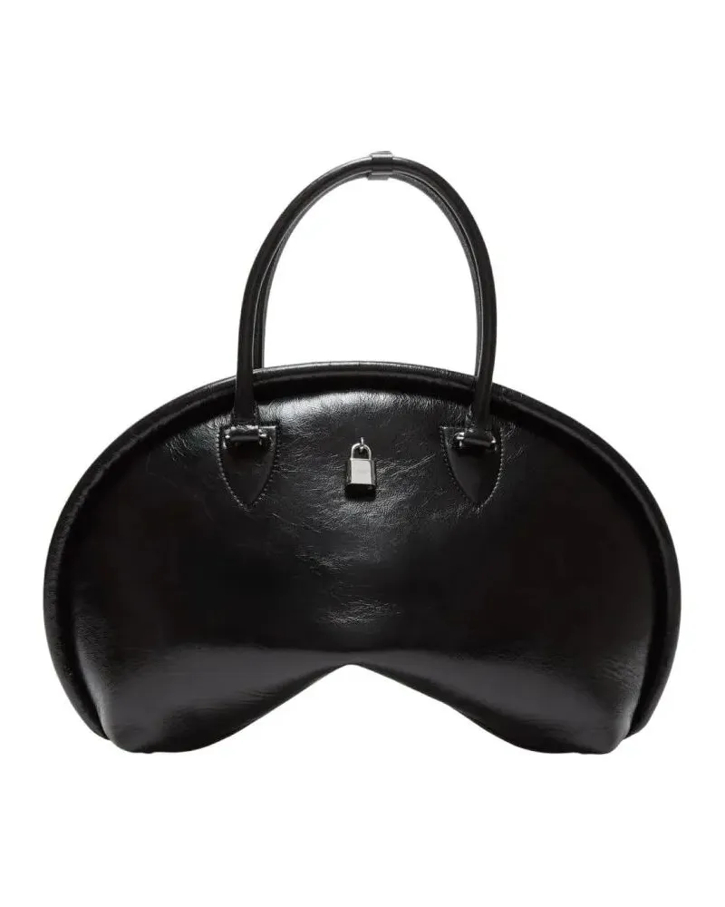 Acne Studios Crossbody Bags Black Leather Bowl-Shaped Handbag With Secure Clos schwarz Schwarz