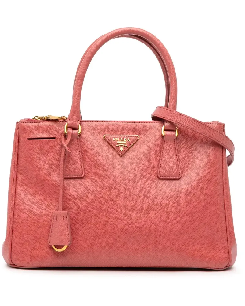 Prada Hobo Bags Small Saffiano Lux Galleria Double Zip Satchel rosa Gold